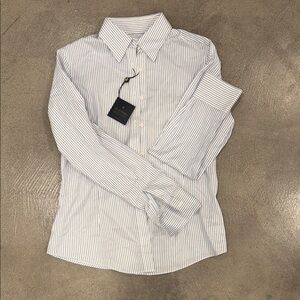 Brooks Brothers Blue and White Striped Women's Button Down Shirt